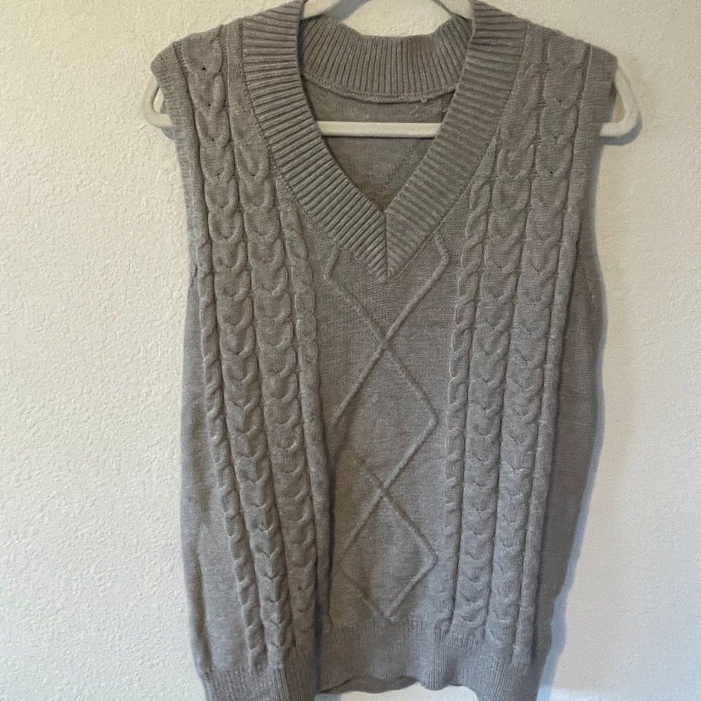 oversized grey sweater vest